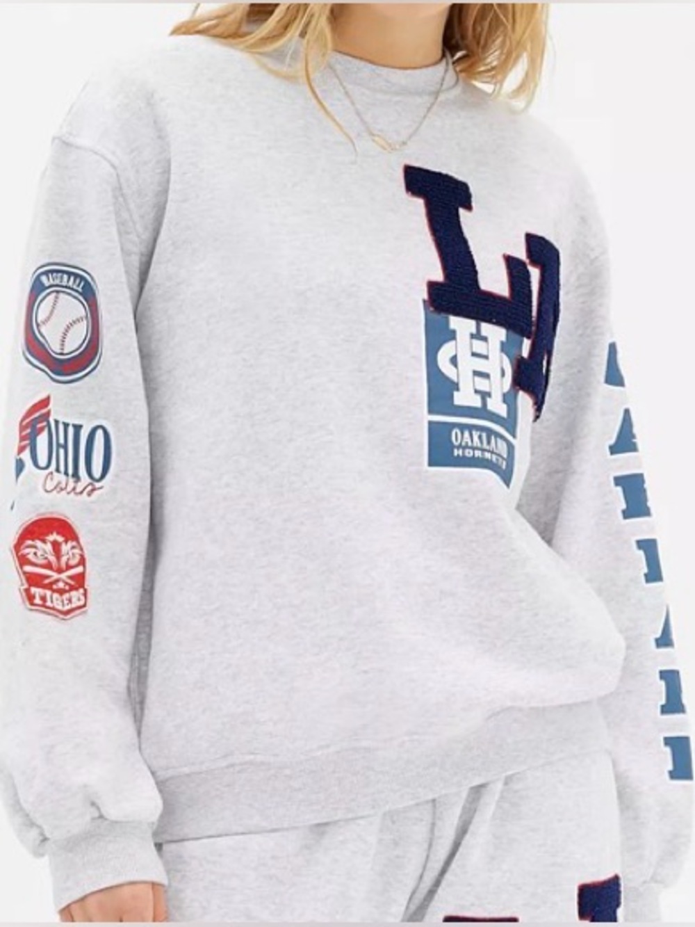 Urban Outfitters LA Patch Crewneck Sweatshirt S Gray Relaxed Fleece